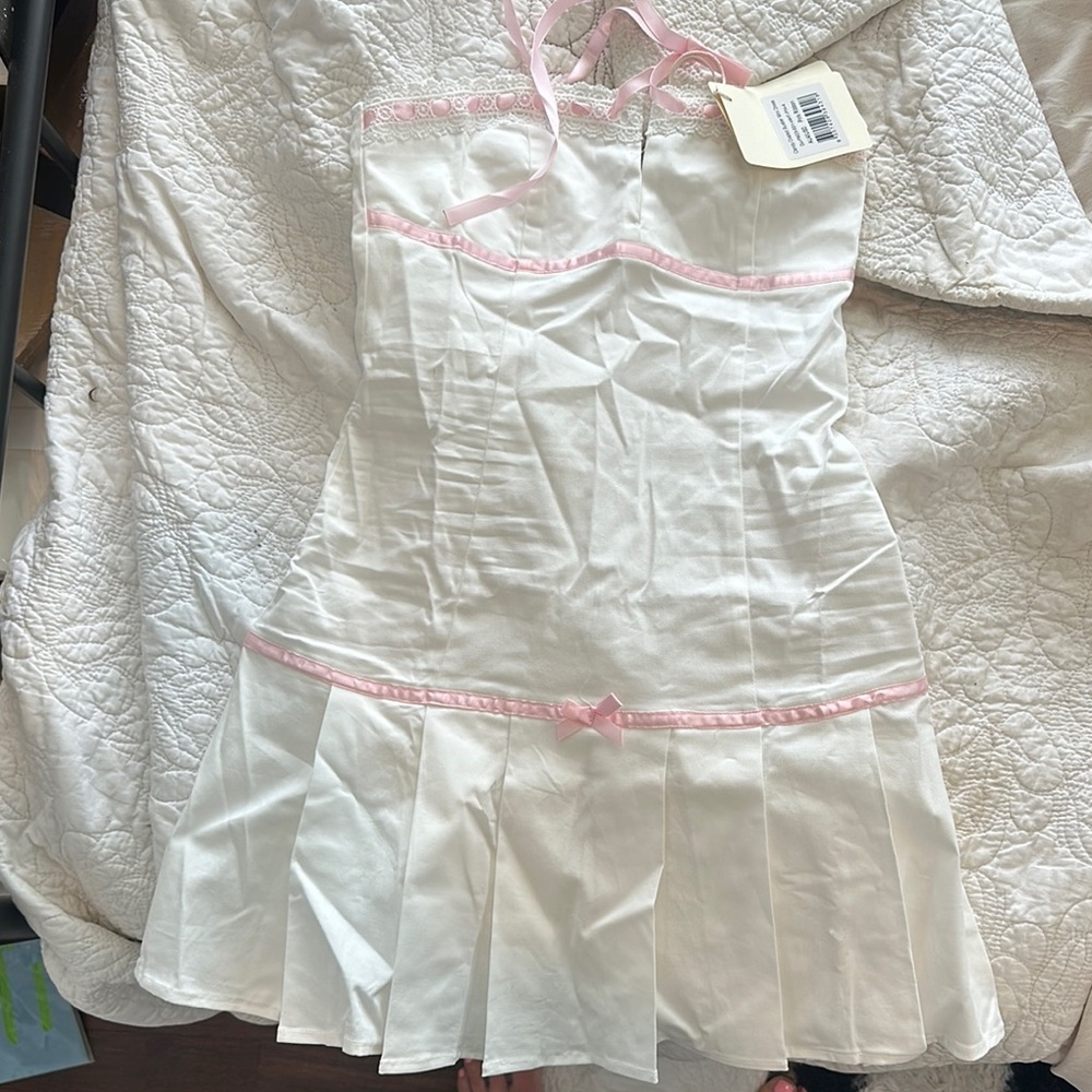 Elegant White and Pink Dress